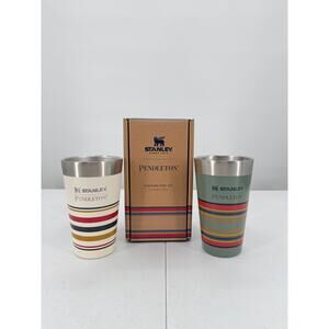 NEW STANLEY×PENDLETON Stacking Vacuum Pint Glass Tumbler Set Stainless Steel